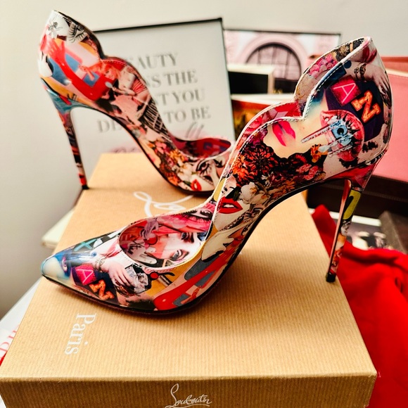 Christian Louboutin Hot Chick 100 Multi Patent 3210828 J646 W53 37.5 - Picture 2 of 8
